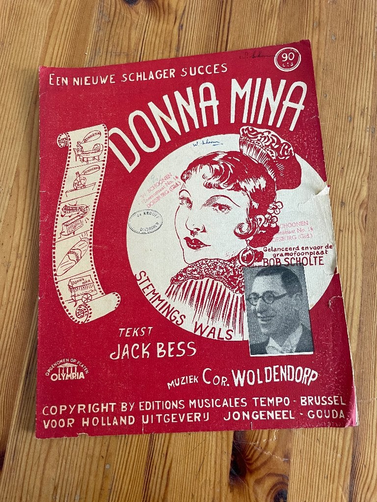 Donna mina - woldendorp / bess - bob scholte, Gebruikt, Gitaar, Ophalen of Verzenden, Artiest of Componist