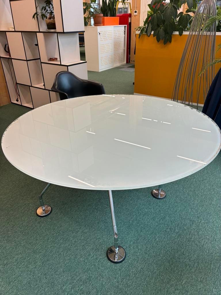 Ronde design tafel glas van Tecno, model Nomos, Ophalen, Gebruikt, 100 tot 150 cm, Rond