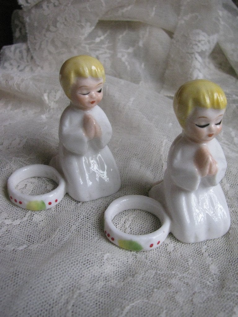 2 X Vintage Kaars Ring ? - Kind met Gevouwen Handen - H 6 cm, Verzenden