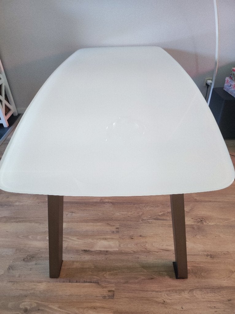 Mooie Wit Glazen Eettafel 6- 8 Personen, Huis en Inrichting, Tafels | Eettafels, Ophalen, 100 tot 150 cm, 200 cm of meer, Vijf personen of meer