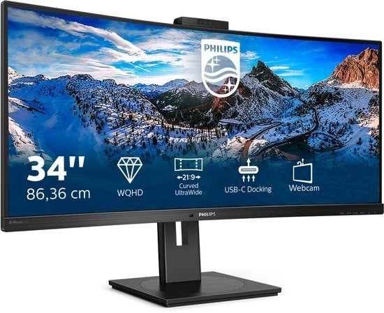 Philips 346P1CRH QHD Ultrawide USB-C KVM Monitor 34 inch, Computers en Software, Monitoren, 5953NA, 3 tot 5 ms, Info@novadisplays.nl