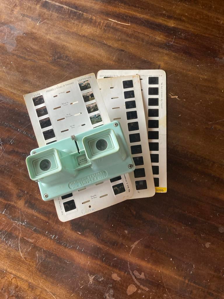 Vintage Lestrade Simplex Stereoscoop met dia's, Ophalen of Verzenden, Gebruikt, Met scherm