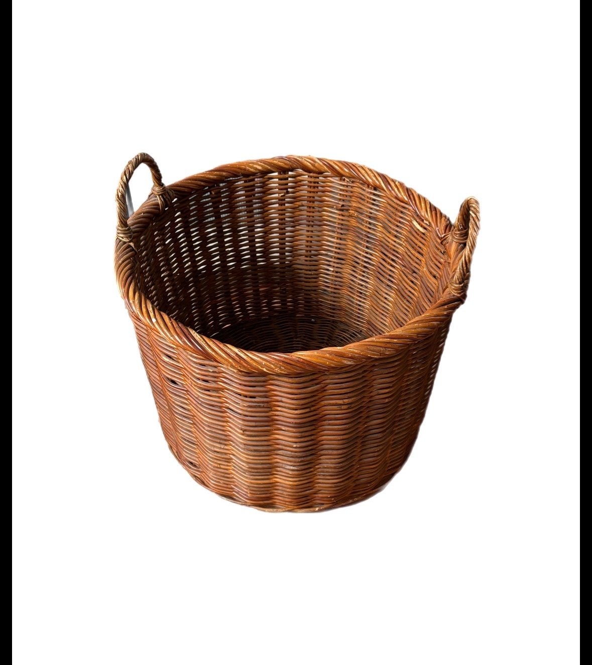 Grote rieten mand met handvatten 60 x 45 cms, Huis en Inrichting, Ophalen, Gebruikt, Gevlochten, Mand