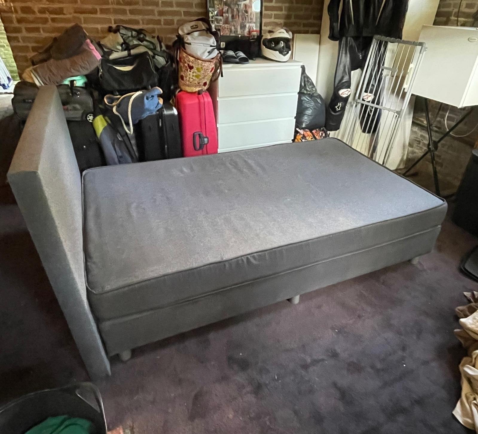 Boxcombinatie met Bonellvering matras en hoofdbord, Ophalen, Gebruikt, Twijfelaar, 120 cm