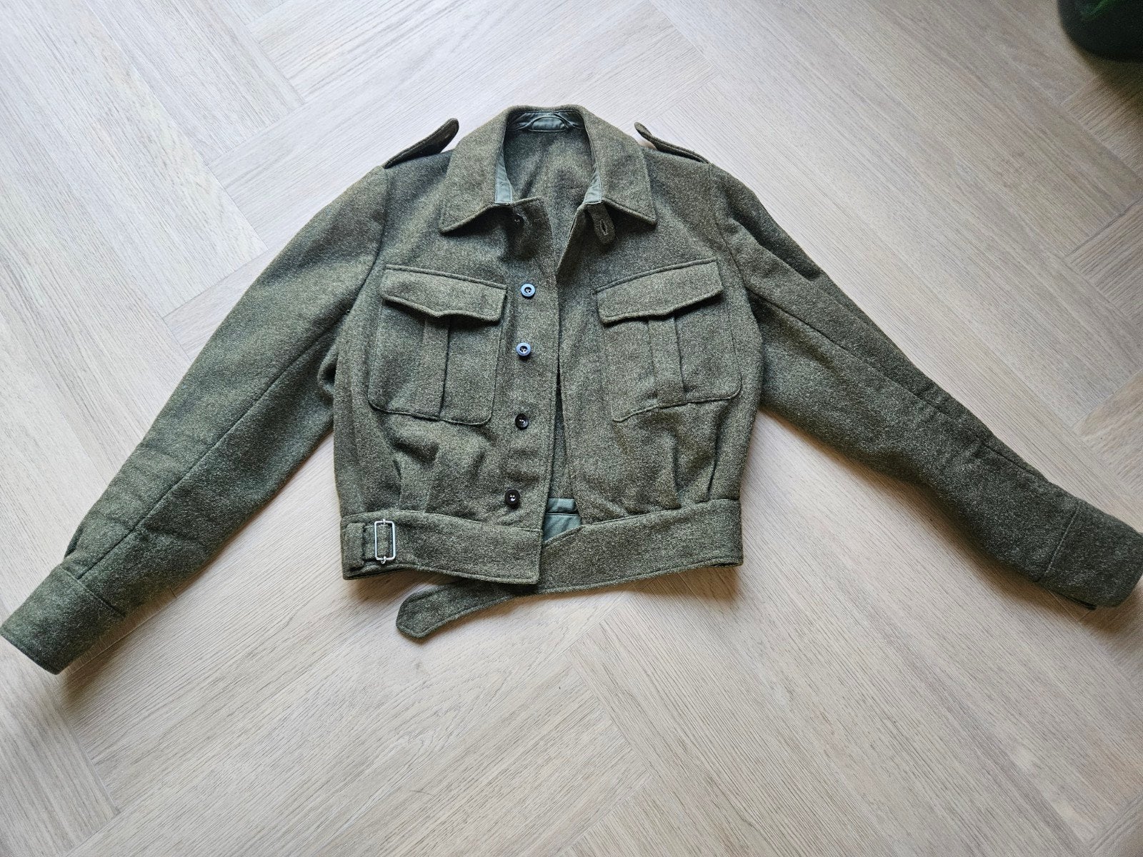 Oud Nederlands Battledress Jasje Maat 49, Ophalen of Verzenden, Landmacht, Nederland, Kleding of Schoenen