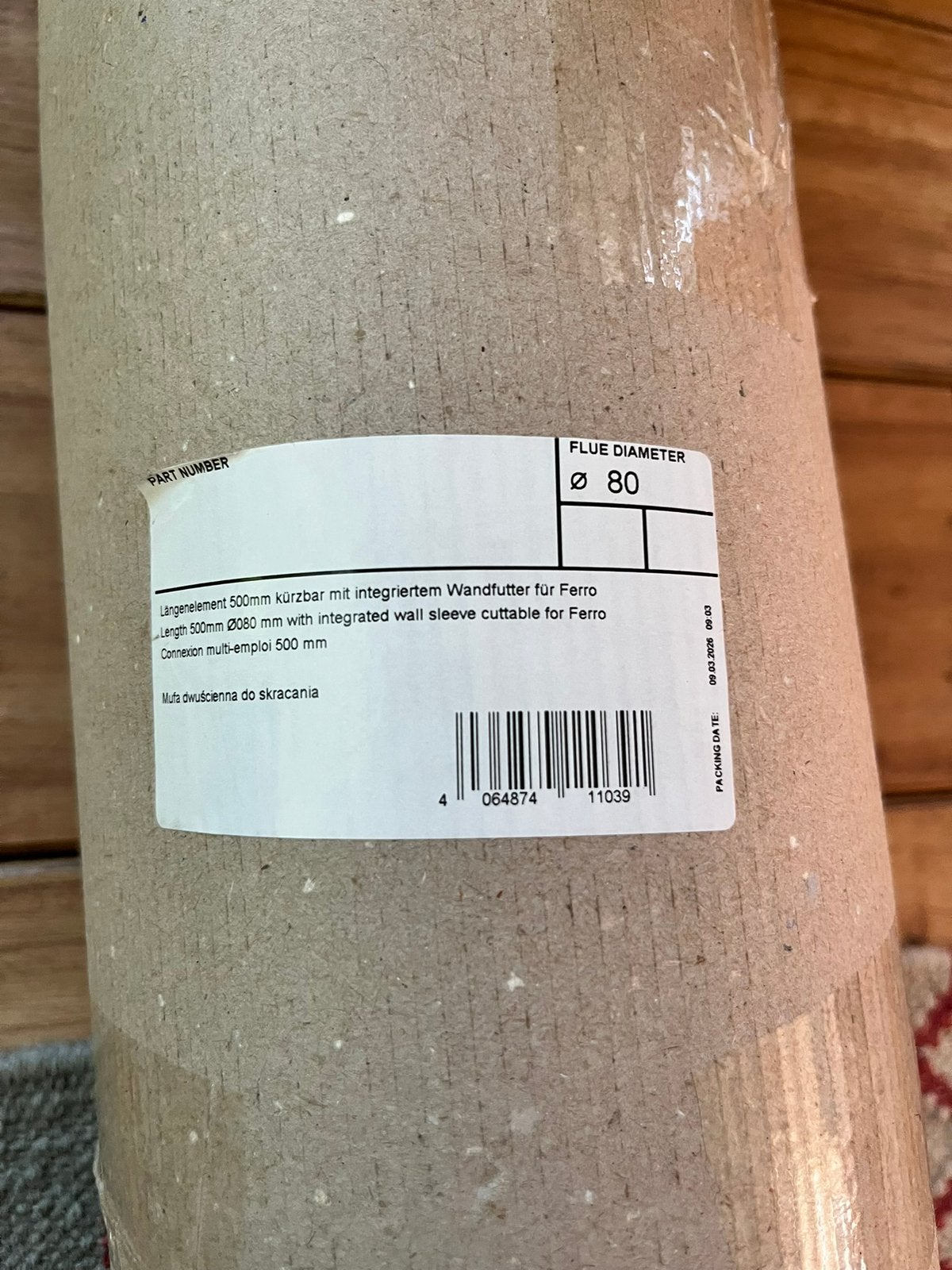 Muurdoorvoer dubbelwandig inkortbaar 80 mm nieuw, Ophalen, Overige brandstoffen, Nieuw, Inbouw