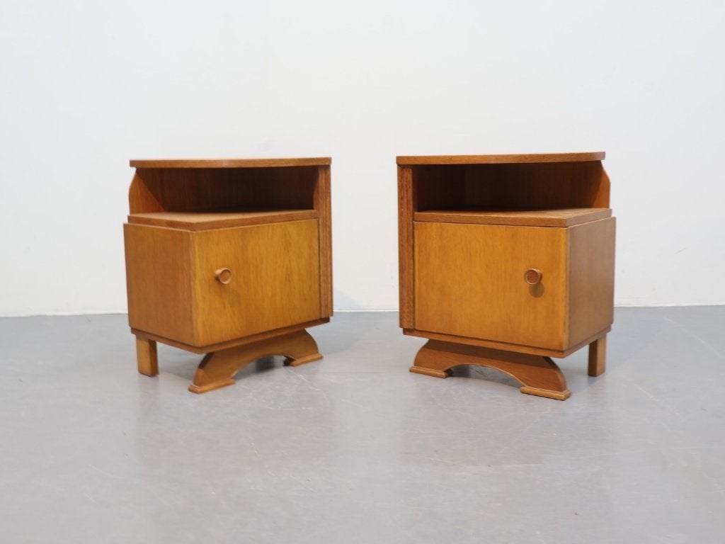 Set vintage nachtkastjes eiken jaren `60, Ophalen, Gebruikt, Minder dan 45 cm, X