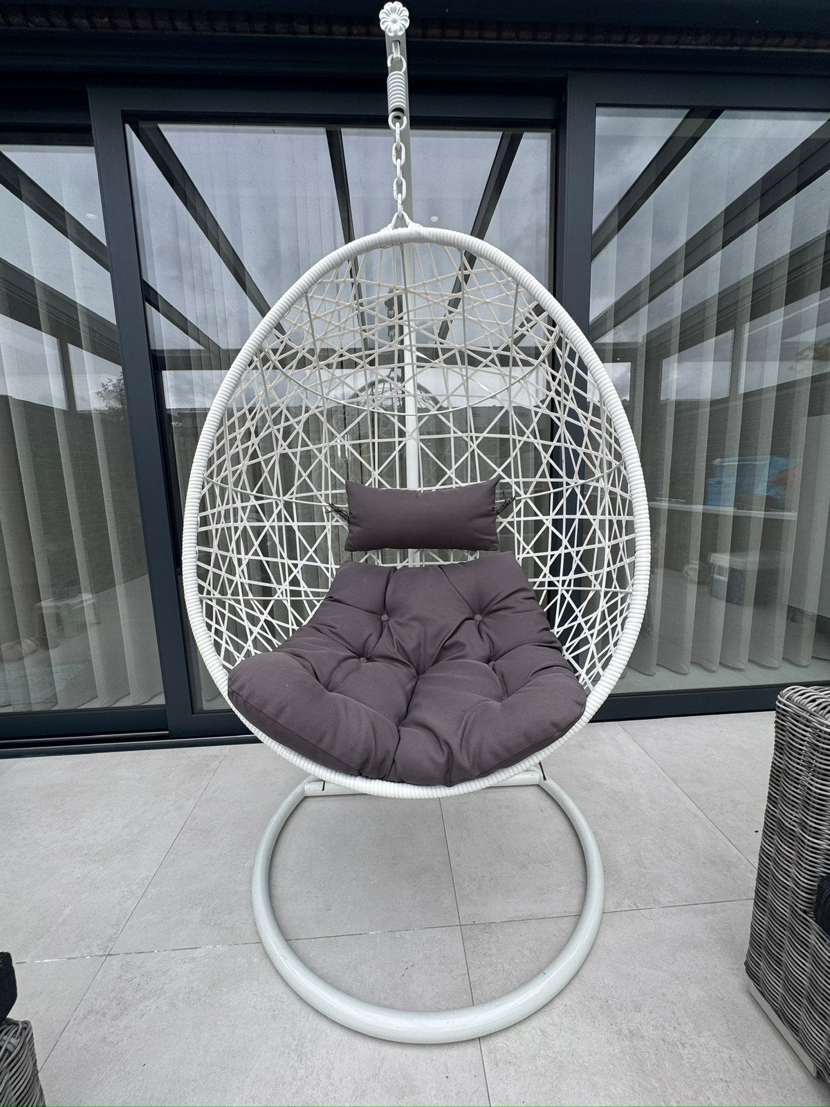 Hangstoel swing met standaard  - wit, Ophalen, Stof, Wit, Multi