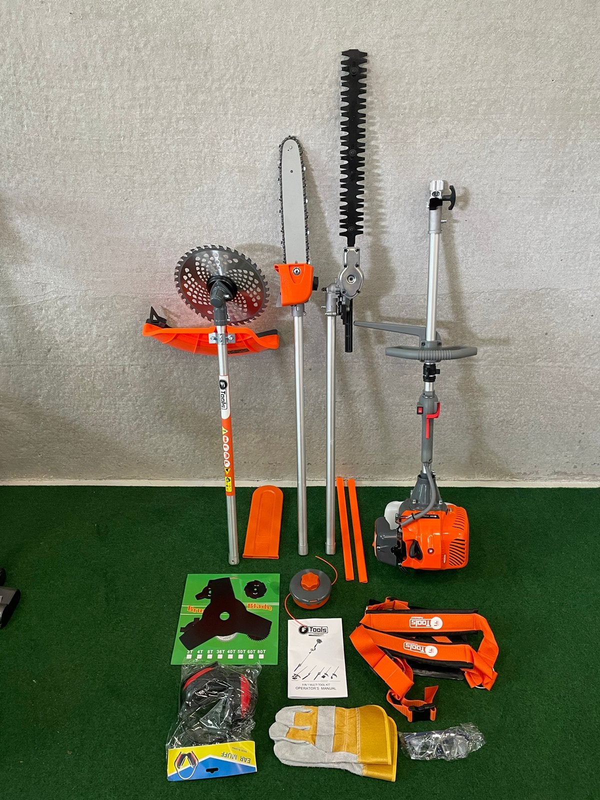 Nieuwe benzine bosmaaier,heggenschaar en kettingzaag set, Ophalen, F tools, Nieuw, F tools