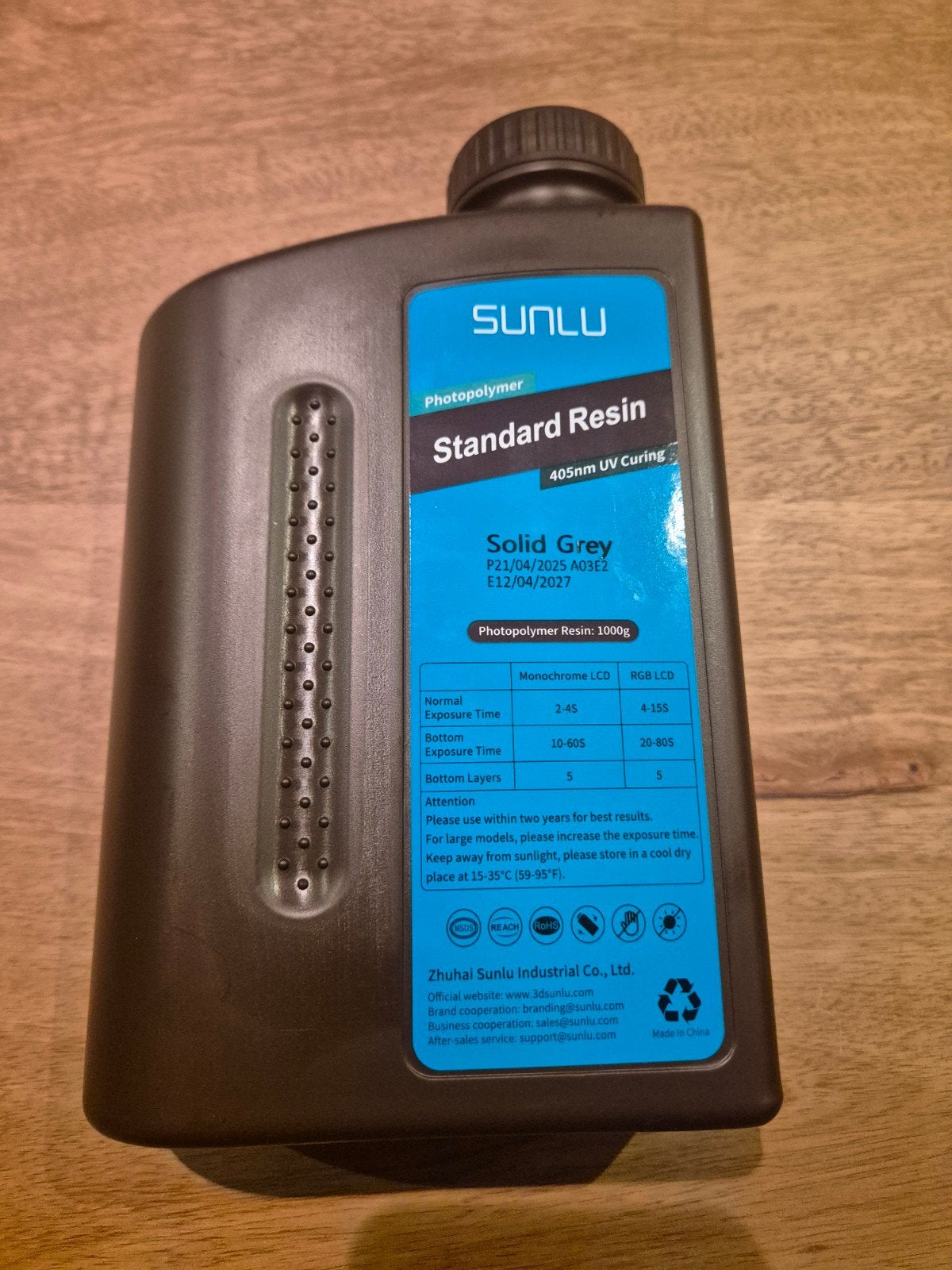 Sunlu Standaard Resin Solid Grey 1000g voor 3D-printers, Ophalen of Verzenden, Nieuw, Resin/Hars, Sunlu