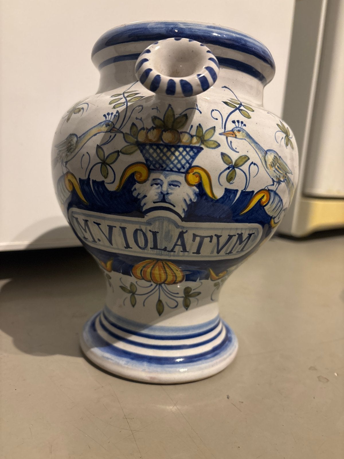 Antieke Italiaanse Majolica Apothekerspot 'MVIOLATVM', Antiek en Kunst, Ophalen