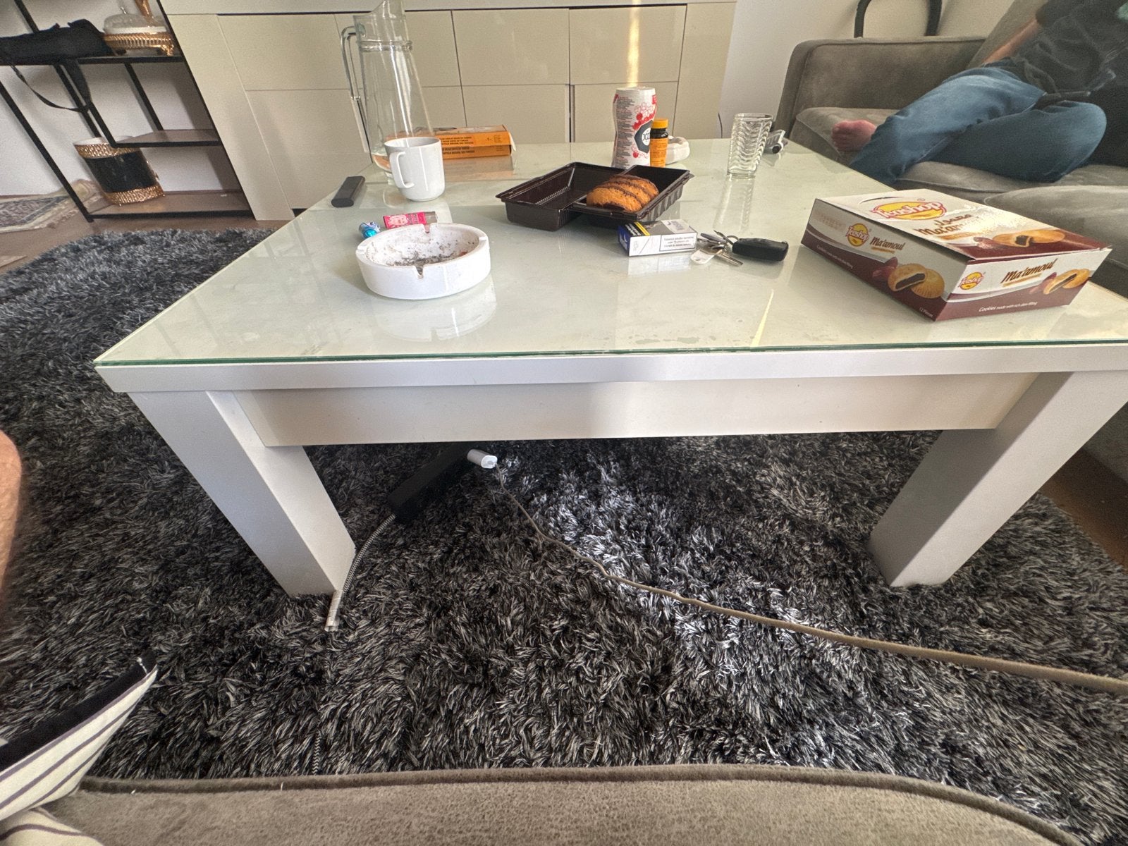Salontafel met glazen blad - Gratis snel ophalen, Ophalen, Gebruikt, 100 tot 150 cm, Glas