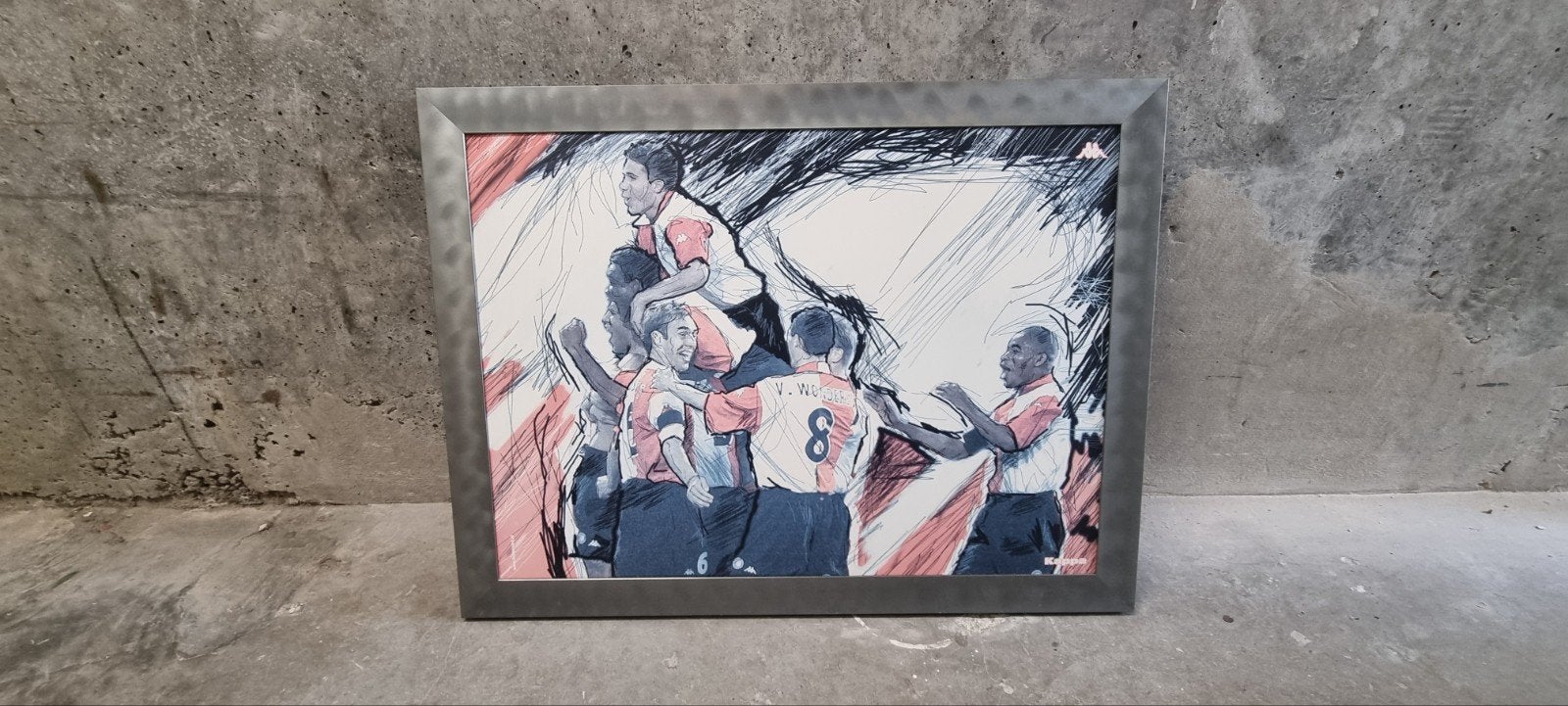 Feyenoord wanddecoratie rvs lijst met ophangsysteem!!, Ophalen, Zo goed als nieuw