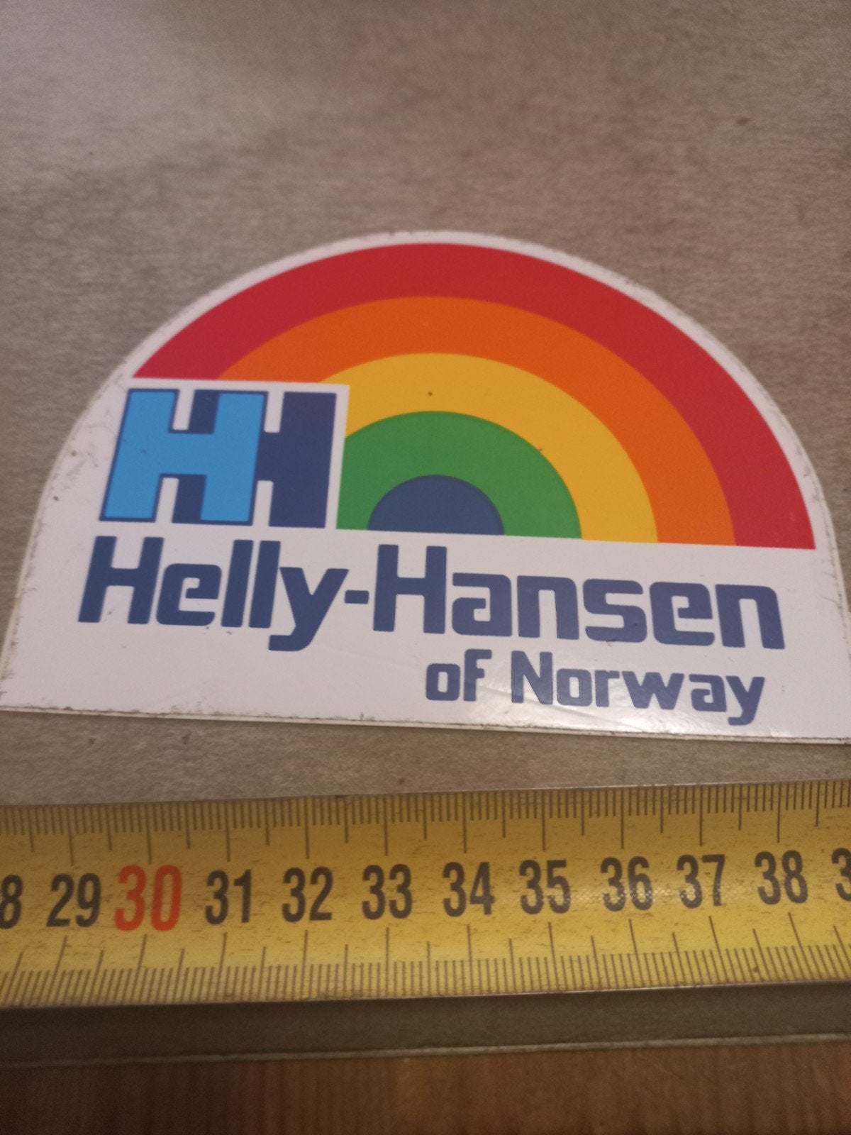 Vintage Helly-Hansen 'of Norway' regenboog sticker, Ophalen of Verzenden, Gebruikt, Merk