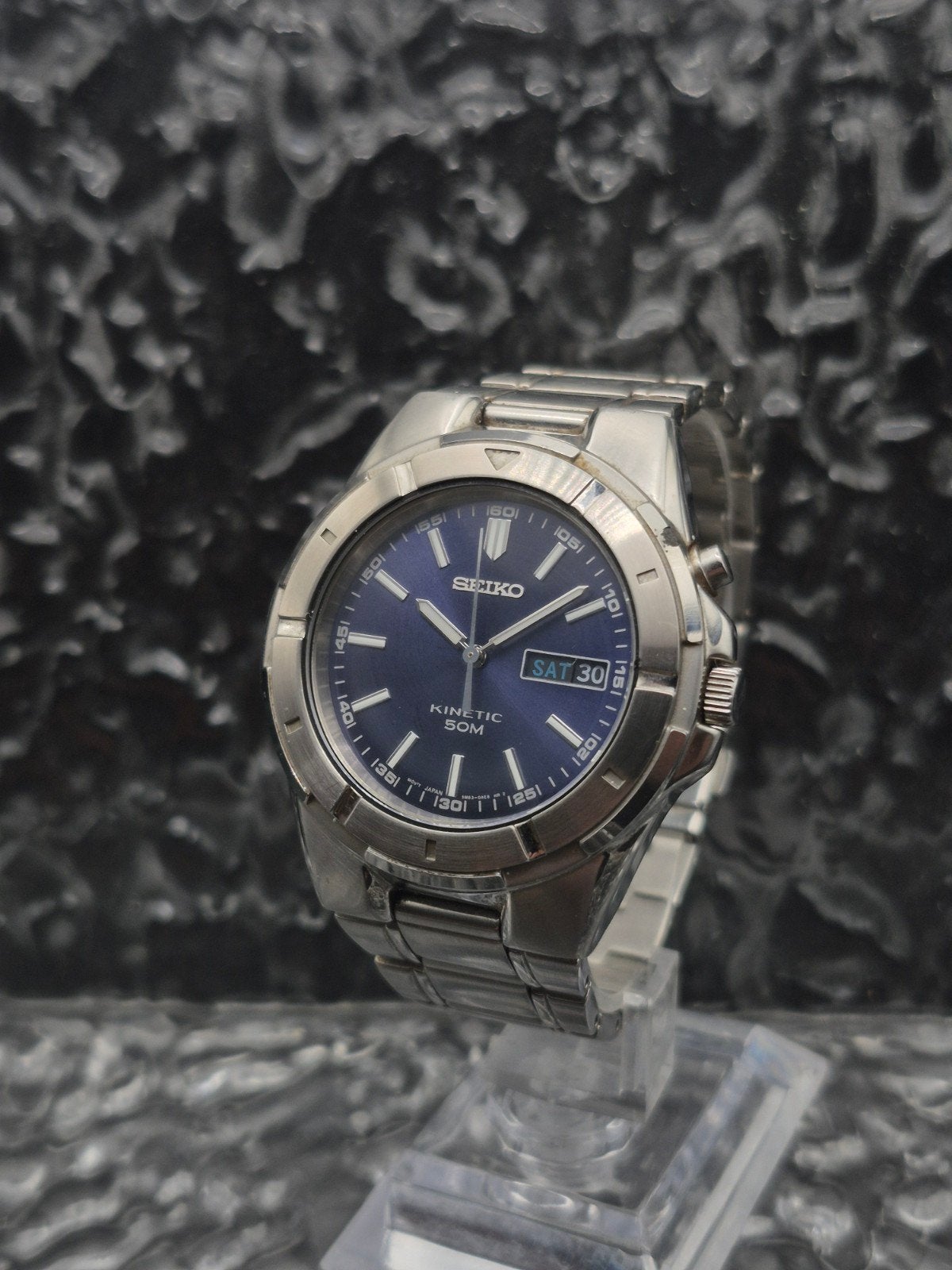 Seiko Kinetic Ref. 5M63-0AE0 Blauw Day Date - Nieuwe Batt., Seiko, Seiko Watch Corporation, Info@seikowatches.com, Blauw