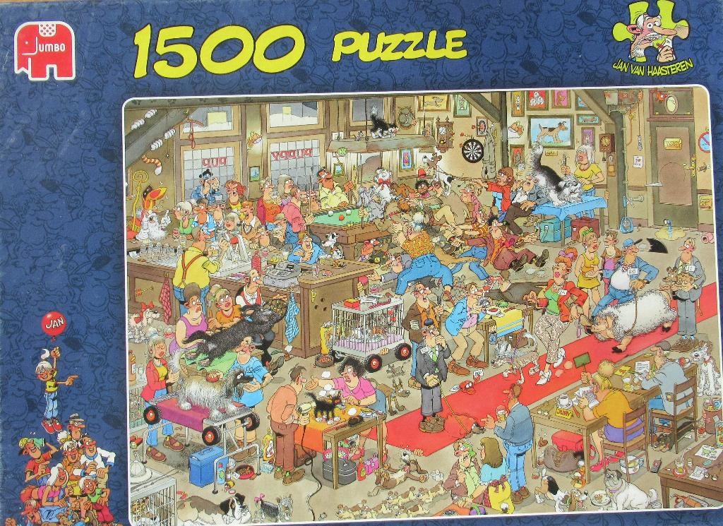 Jan van Haasteren - De hondenshow, Hobby en Vrije tijd, Denksport en Puzzels, Ophalen of Verzenden, 500 t/m 1500 stukjes, Zo goed als nieuw