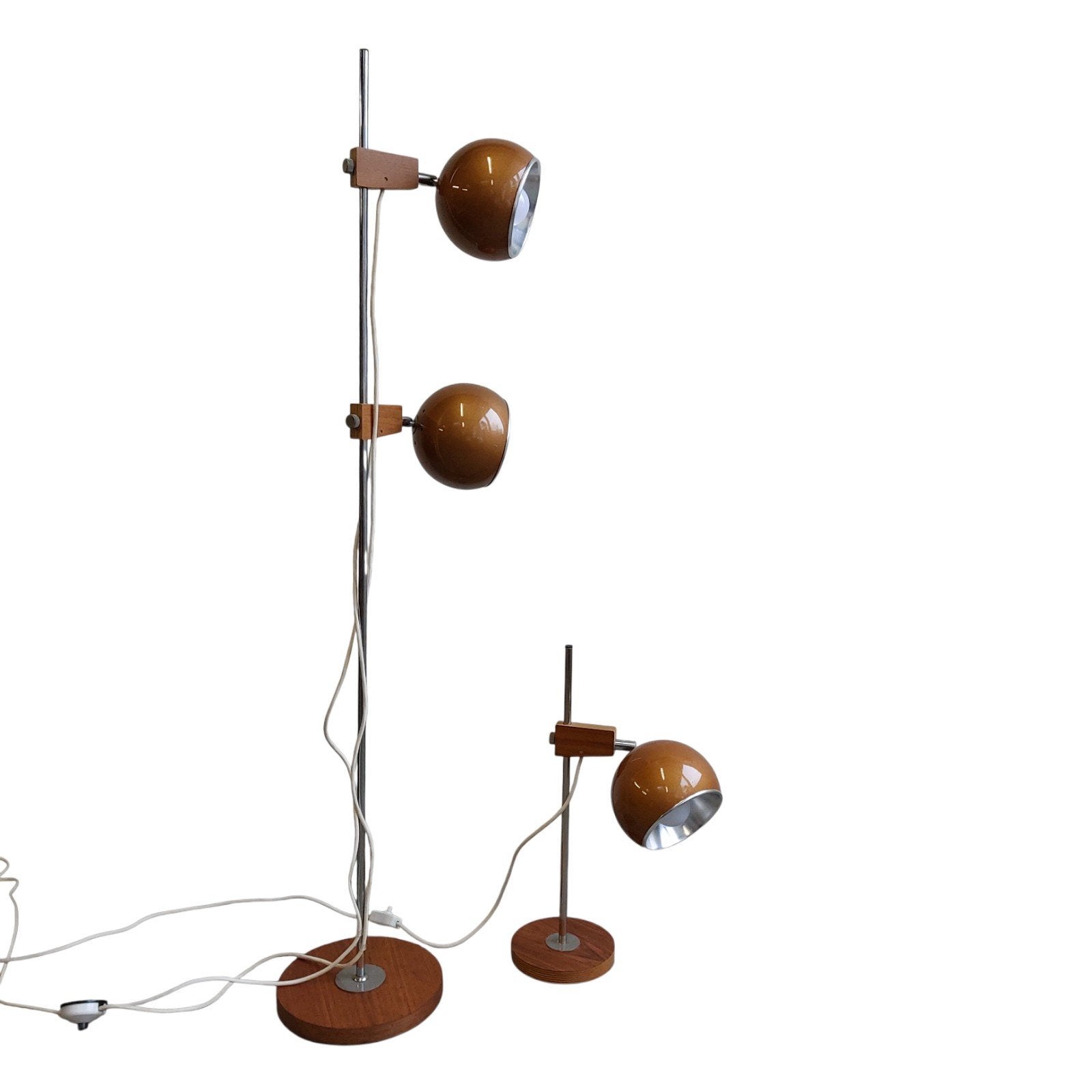 Temde Leuchten vintage vloerlamp en tafellamp (setprijs), Ophalen, Gebruikt, 100 tot 150 cm, E27 (groot)