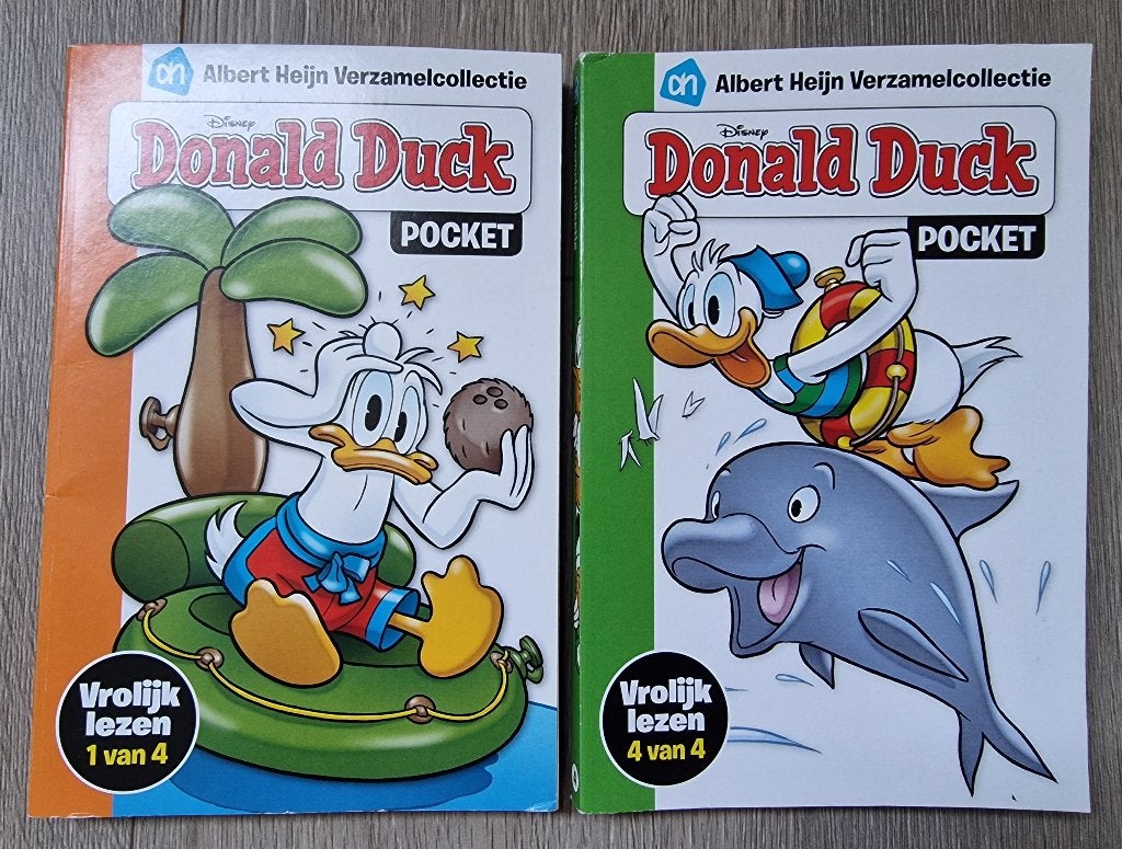 Donald Duck pocket AH Albert Heijn deel 1 en 4, Boeken, Meerdere stripboeken, Ophalen of Verzenden, Zo goed als nieuw, Walt Disney