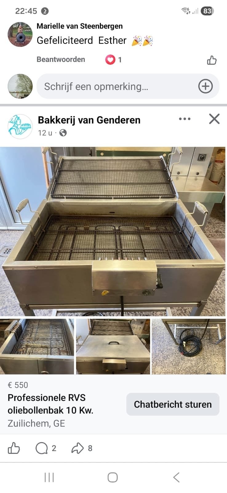 Professionele RVS Oliebollenbak 10 Kw - 75 Oliebollen, Ophalen, Gebruikt, Bakkerij en Slagerij