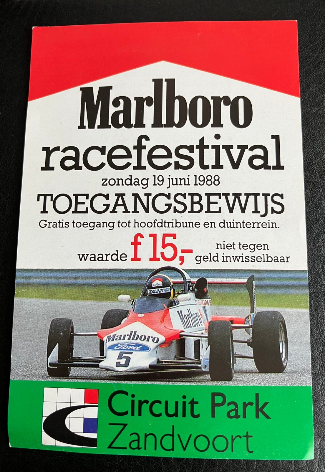 Oud toegangsbewijs Circuit Zandvoort Racefestival 1988, Tickets en Kaartjes, Eén persoon