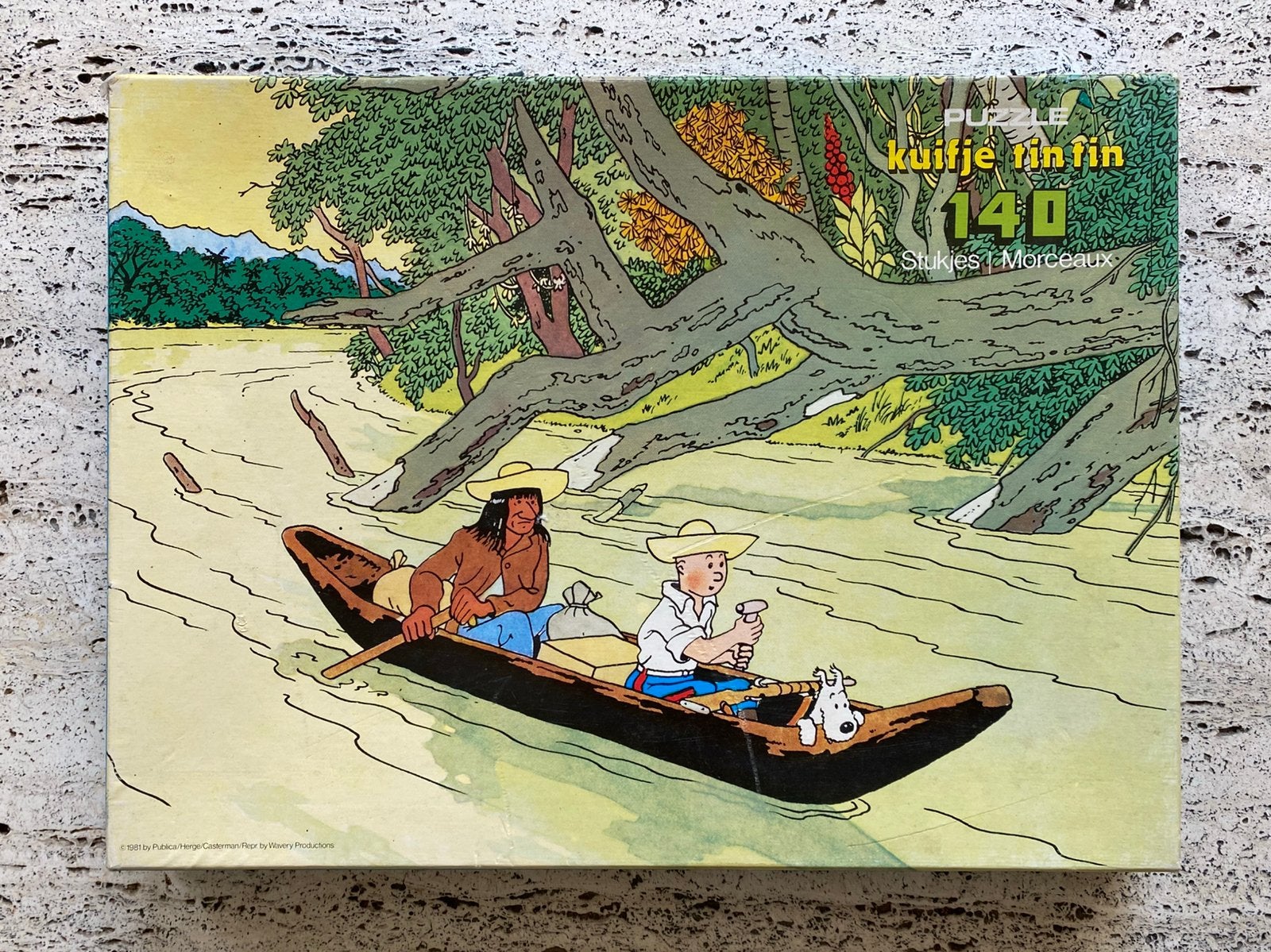 Vintage Kuifje / Tin Tin puzzel 140 stukjes, Ophalen of Verzenden, Minder dan 500 stukjes, Gebruikt, Legpuzzel