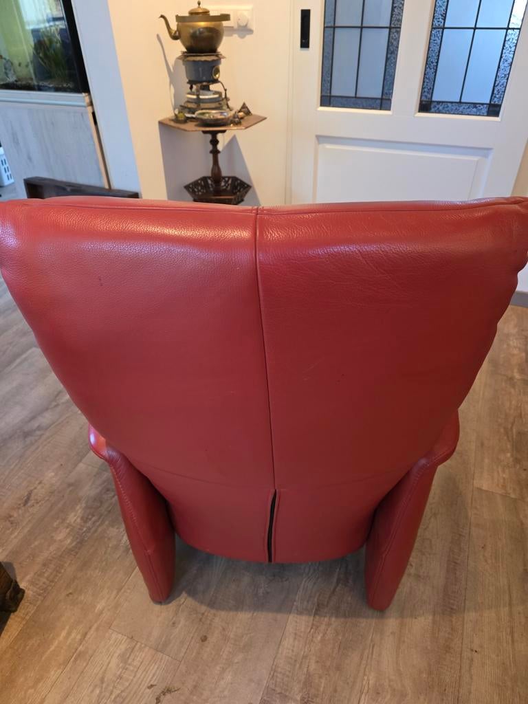 Relaxfauteuil rood leer, Ophalen of Verzenden, 75 tot 100 cm, Leer, 50 tot 75 cm