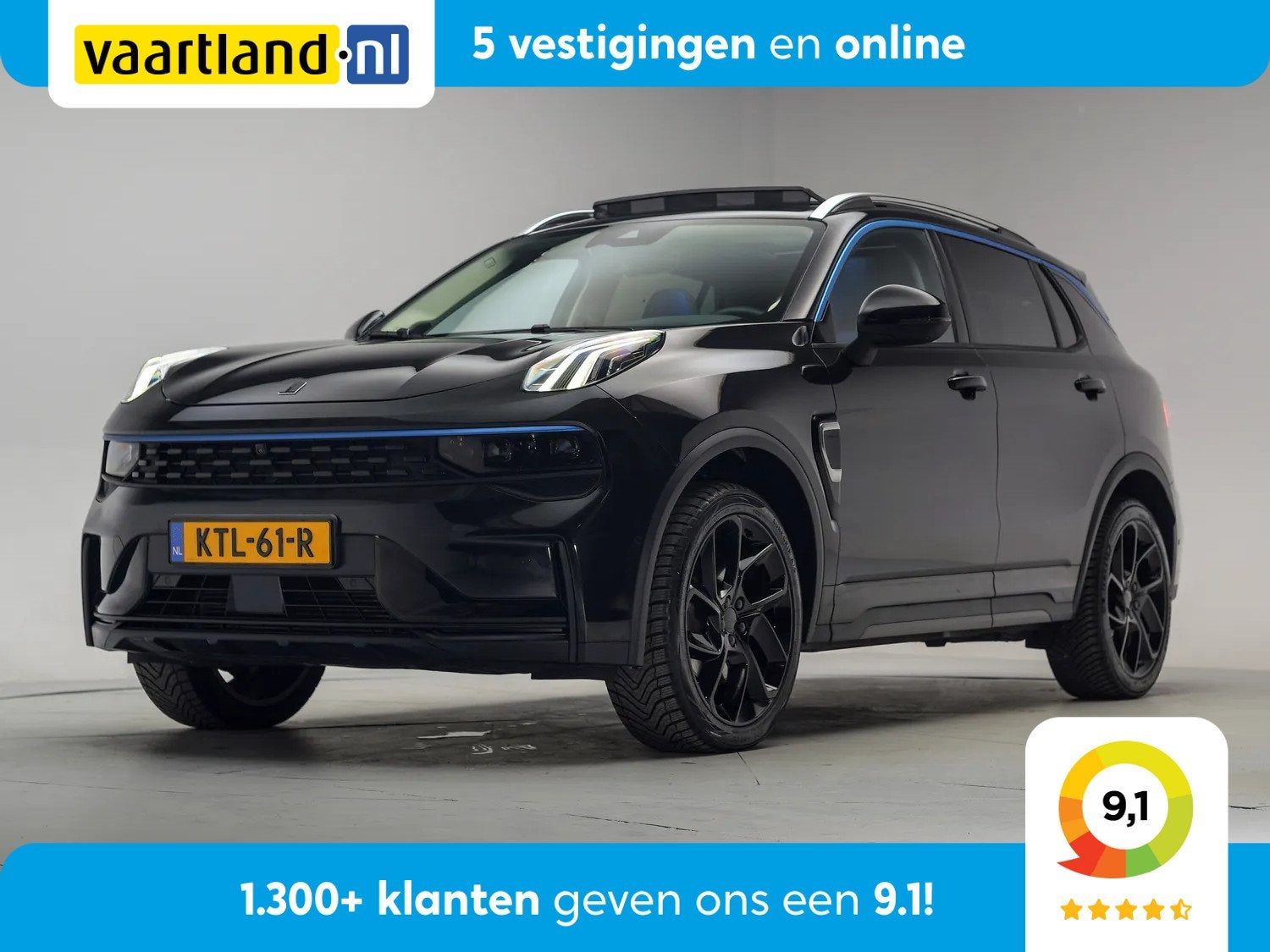 Lynk & Co 01 1.5 PHEV MY22 6,6kW Zwart [ Pano 360cam Apple, Auto's, Zwart, Plug-in hybride, Bedrijf, Verwarmde buitenspiegels