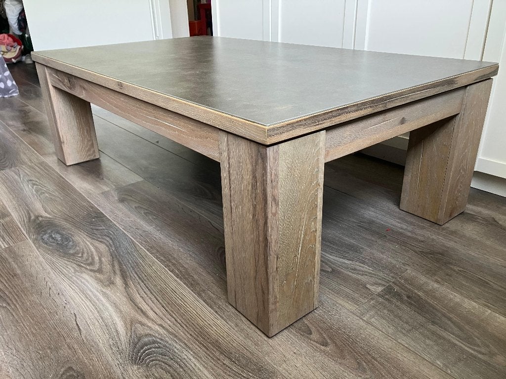 salon tafel met keramiek blad, Ophalen, Overige materialen, 100 tot 150 cm, Zo goed als nieuw