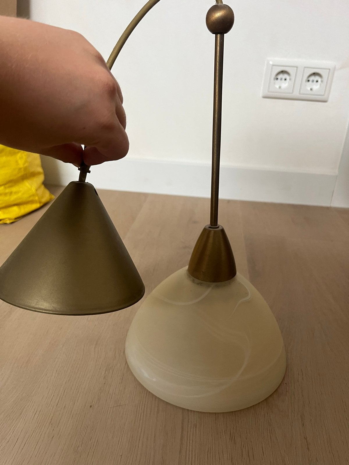 Vintage Steinhauer Hanglamp Beige Frosted Glas, Ophalen, Gebruikt, Glas, E27 (groot)