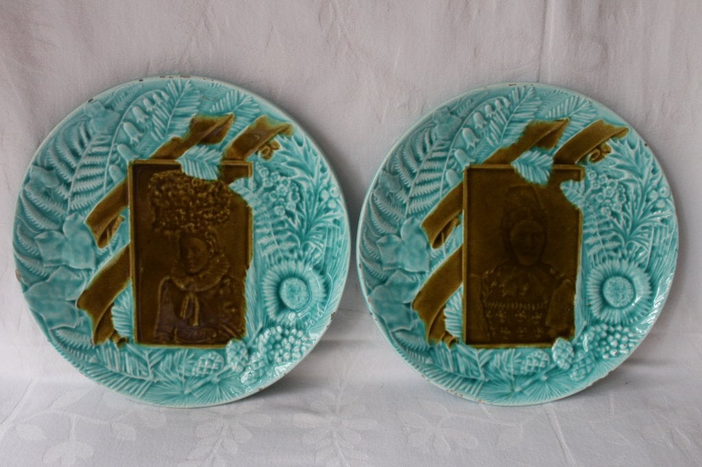 Antiek set majolica borden Villeroy & Boch c 1880, Ophalen of Verzenden