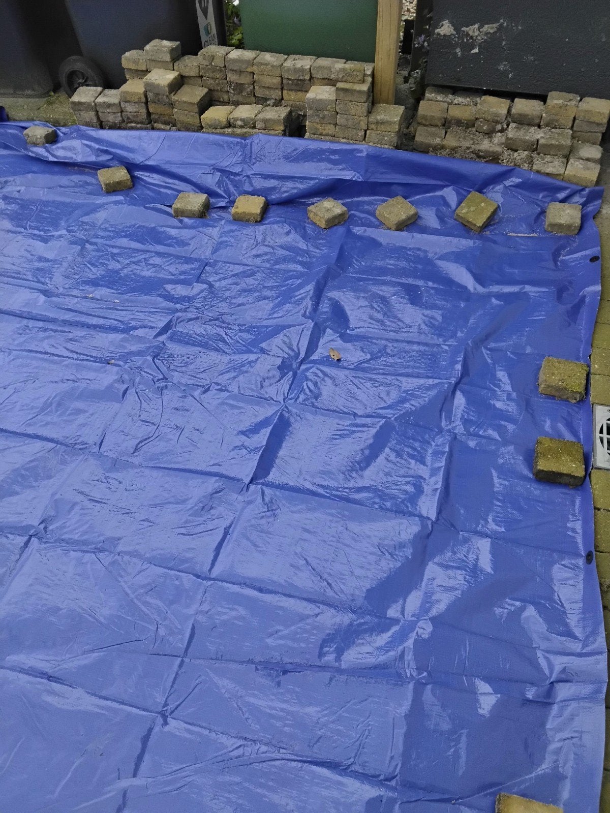 Gele Trommelsteen 10x10 cm, Tuin en Terras, Tegels en Klinkers, Gebruikt, Klinkers, Beton, Ophalen
