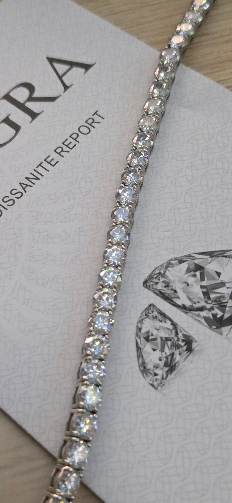 GRA Moissanite Tennis armband 5mm 0,5ct VVS1, Ophalen of Verzenden, Zo goed als nieuw, Zilver, Zilver