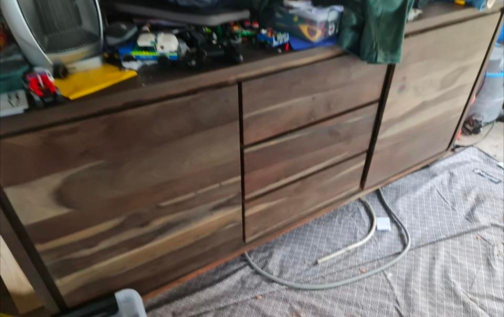 Mooi mangohout dressoir, Huis en Inrichting, Kasten | Dressoirs, Ophalen, Zo goed als nieuw, 25 tot 50 cm, 150 tot 200 cm