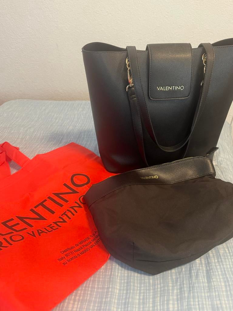Valentino Handtas Zwart met Binnentas en Shopper, Ophalen of Verzenden, Zo goed als nieuw, Zwart, Handtas