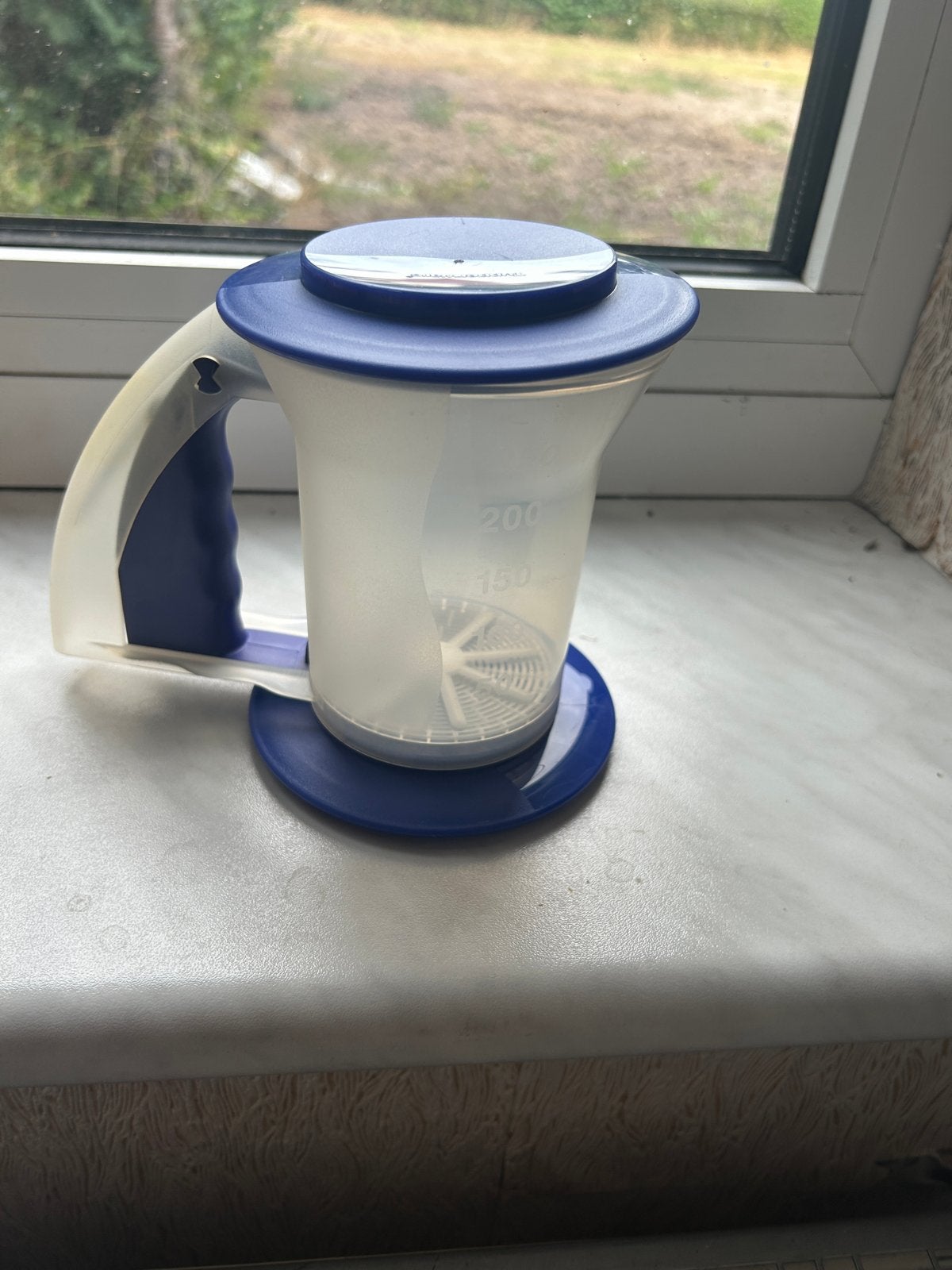 Tupperware poedersuiker, Huis en Inrichting, Keuken | Tupperware, Gebruikt, Blauw, Ophalen of Verzenden, Met deksel