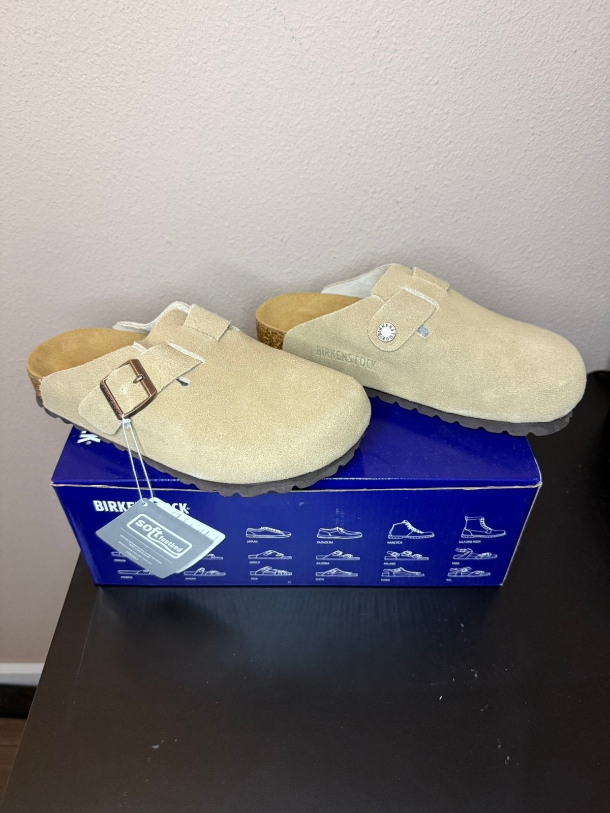Birkenstock Boston Slipper Maat 36 Beige Suède, Overige kleuren, Nieuw, Sandalen of Muiltjes, Ophalen of Verzenden