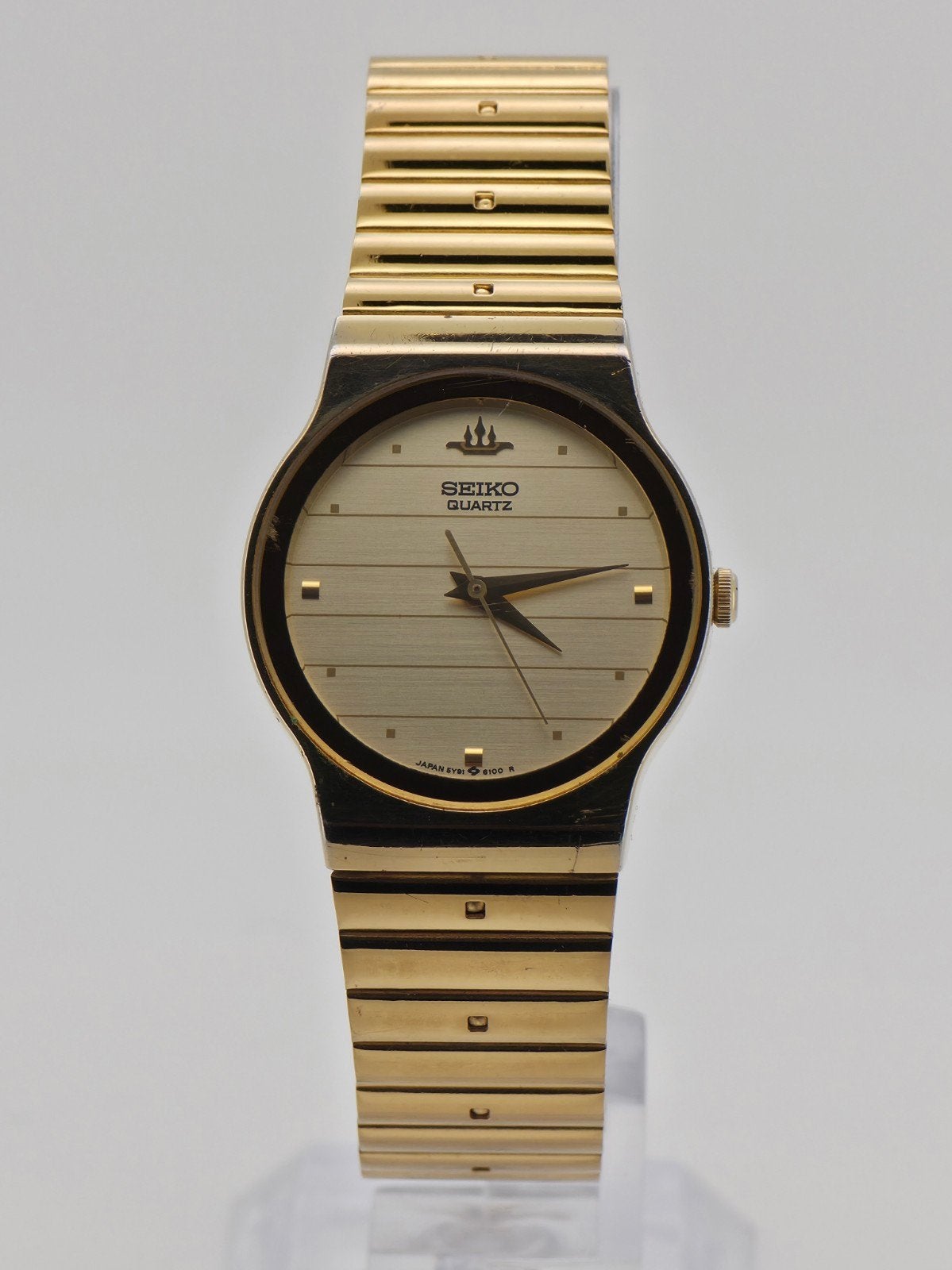 Vintage Seiko Quartz 5Y91-6010 - Horizontale Wijzerplaat, Gebruikt, Staal, Polshorloge, Ophalen of Verzenden