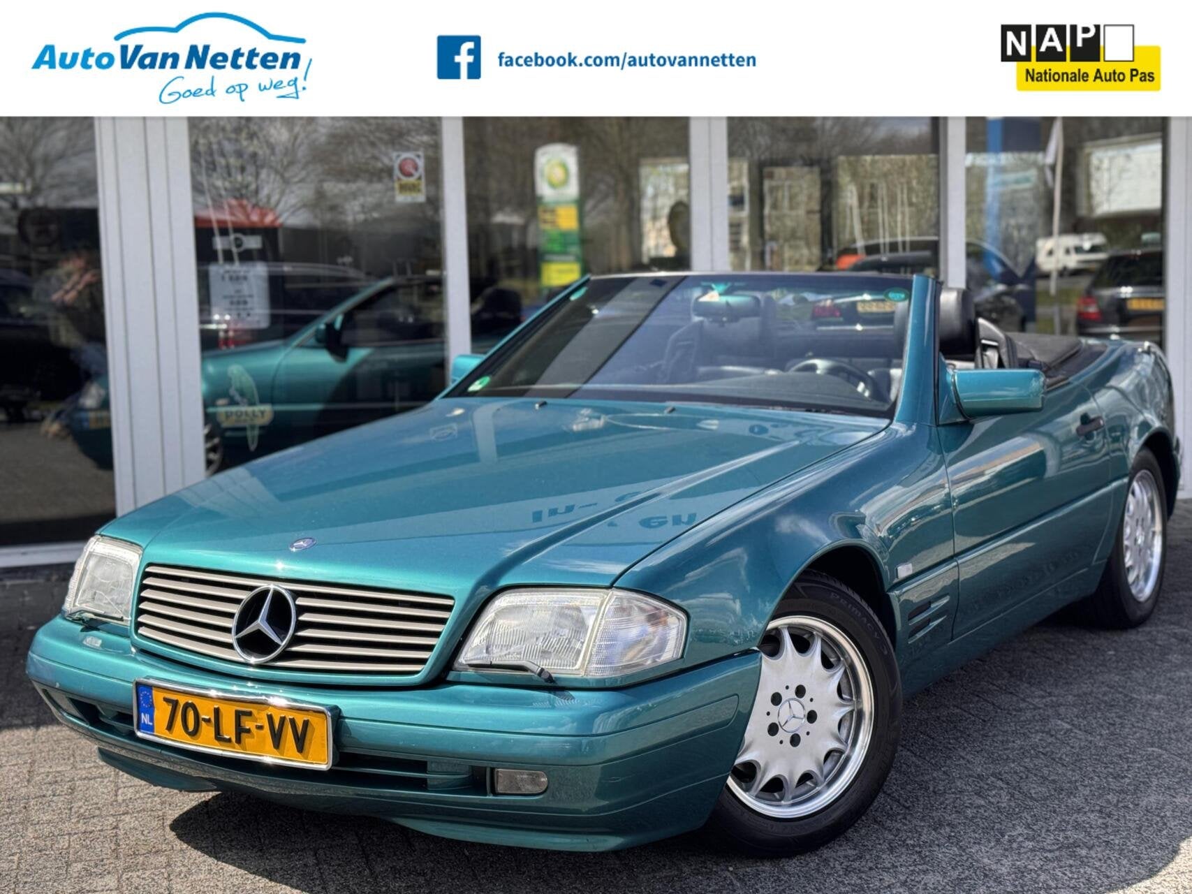 Mercedes SL-klasse Cabrio 320 Automaat,Clima,Leder,Lmv,Cruis, Auto's, Achterwielaandrijving, Gebruikt, Zwart, Cabriolet