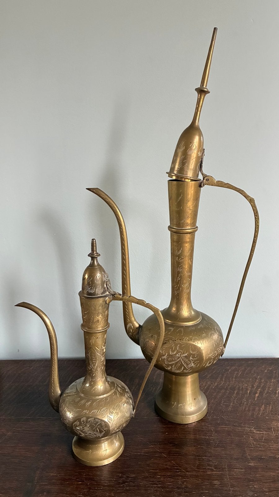 Prachtige set vintage messing kannen / oosterse theepotten, Antiek en Kunst, Ophalen of Verzenden, Koper