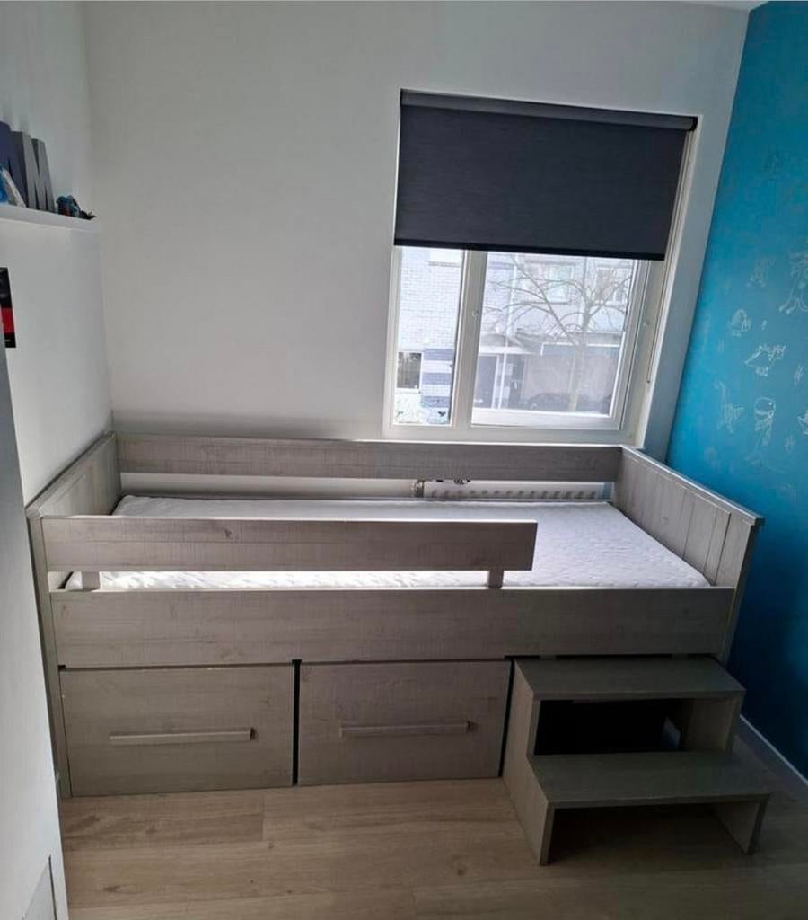 Halfhoogslaper Wood met lades, kast en boekenkast, Ophalen, Gebruikt, Jongetje of Meisje