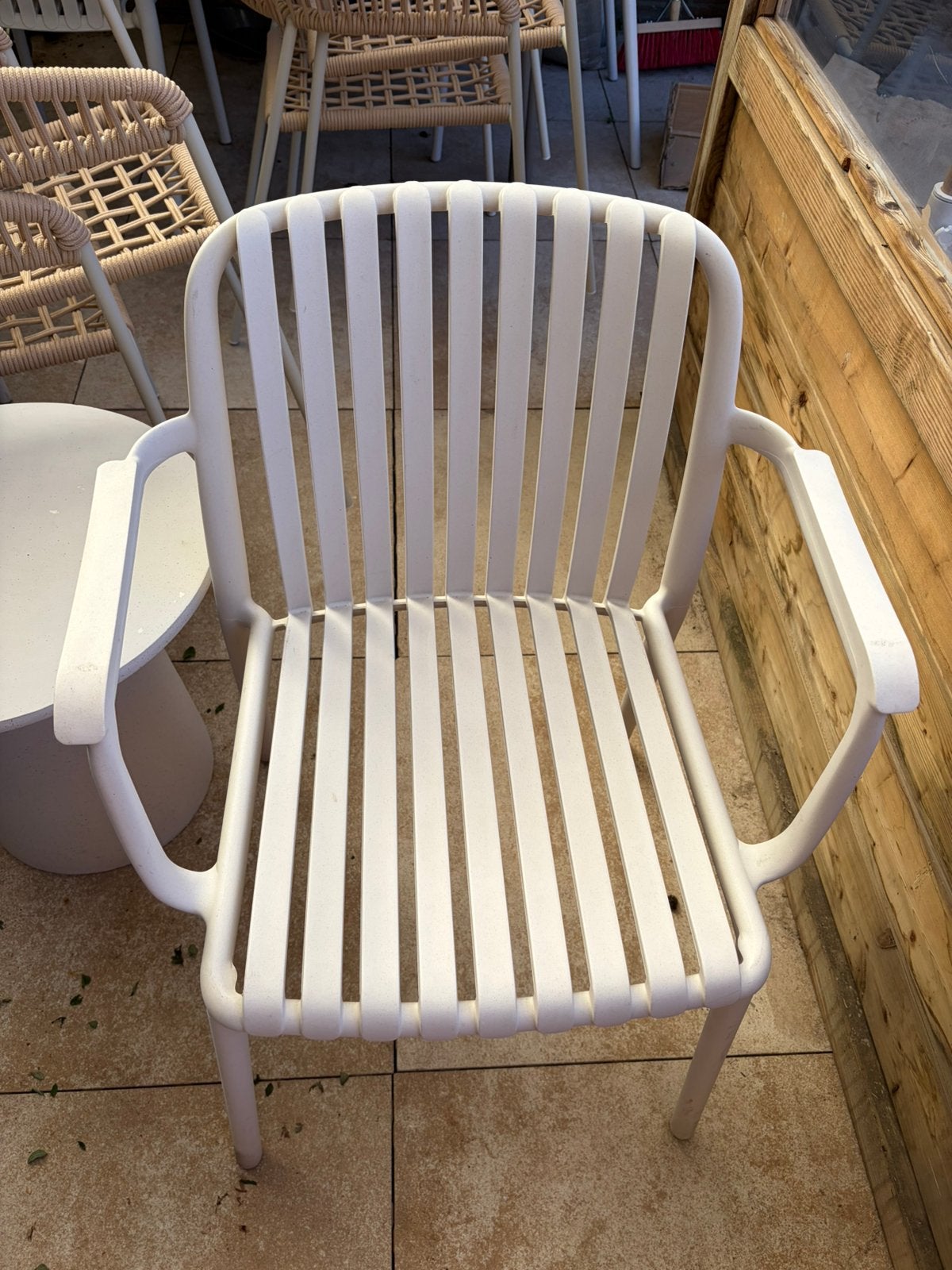 4 beige tuinstoelen, Tuin en Terras, Tuinstoelen, Ophalen, Zo goed als nieuw