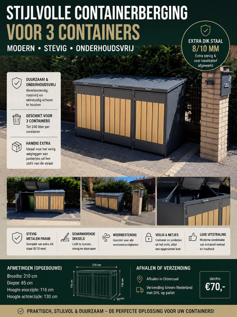 Container ombouw, extra dik metaal, kliko berging., Tuin en Terras, Verzenden, Nieuw, Metaal, Containerberging