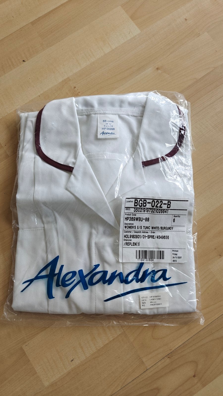 Zorg of beauty professional tunic wit/bordeaux, Alexandra, Ophalen, Nieuw