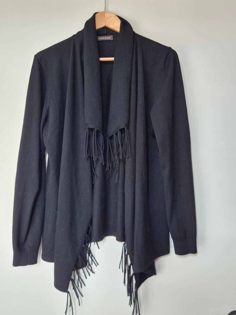 Zwart open vest van Repeat, 100% merino wol, maat 42, Kleding | Dames, Repeat, Zwart, Maat 42/44 (L), Ophalen of Verzenden