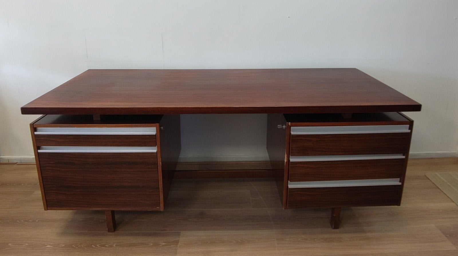 Vintage houten bureau Fristho Kho Liang Le werkplek hout, Gebruikt, Scandinavisch, 180 cm, Bruin