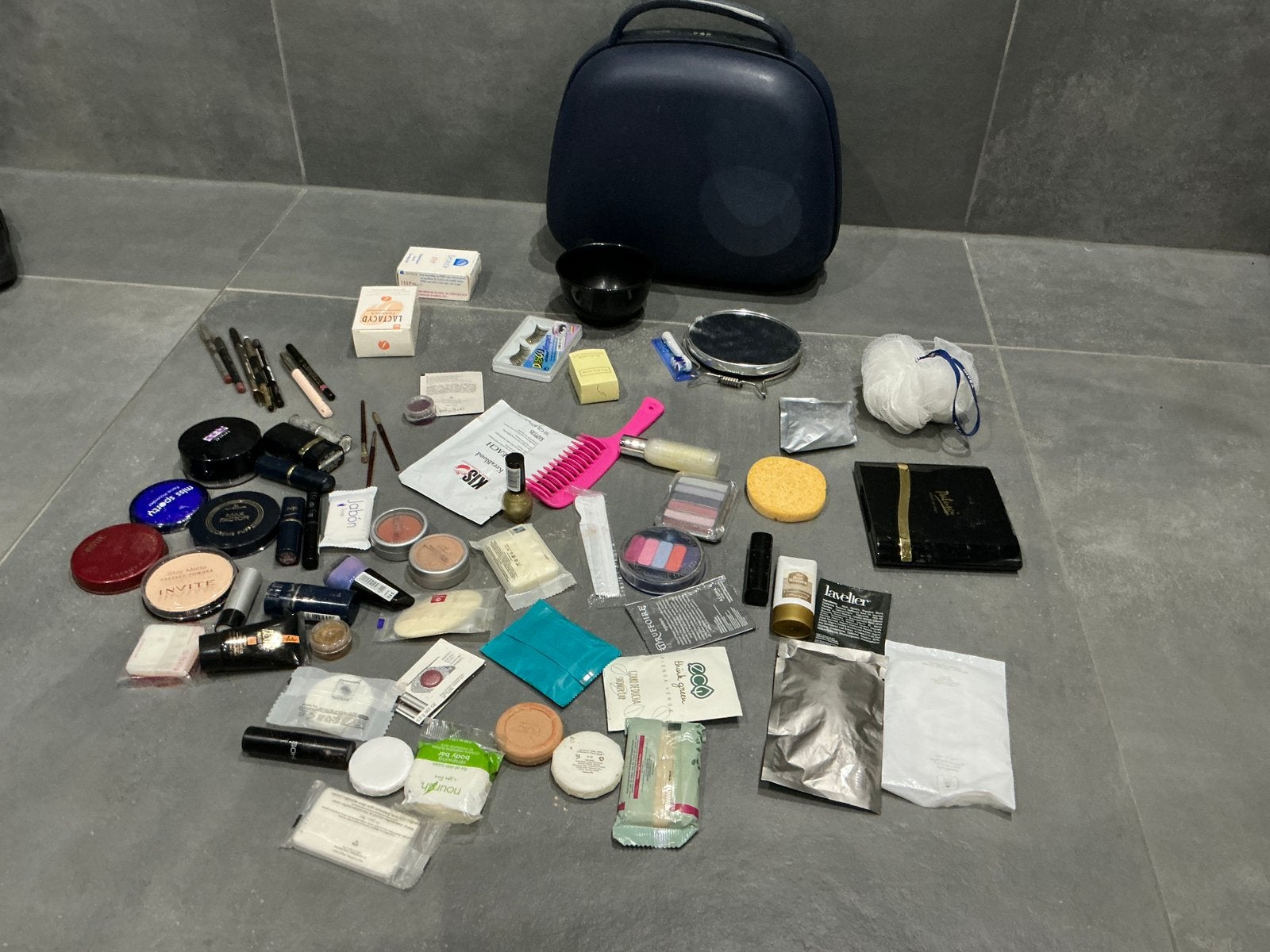 Beautycase koffer met make-up & beauty producten, Ophalen, Blauw, Met slot, Zo goed als nieuw