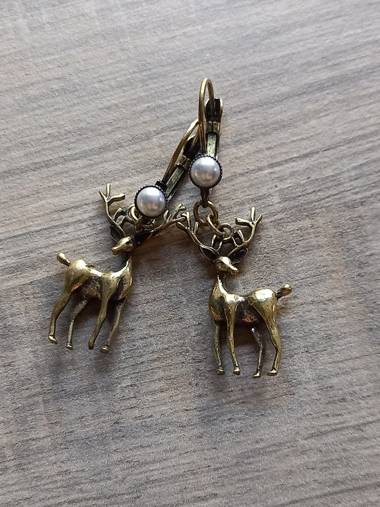 Ongedragen Oorbellen Hert met Parel, Overige materialen, Hangers, -, -