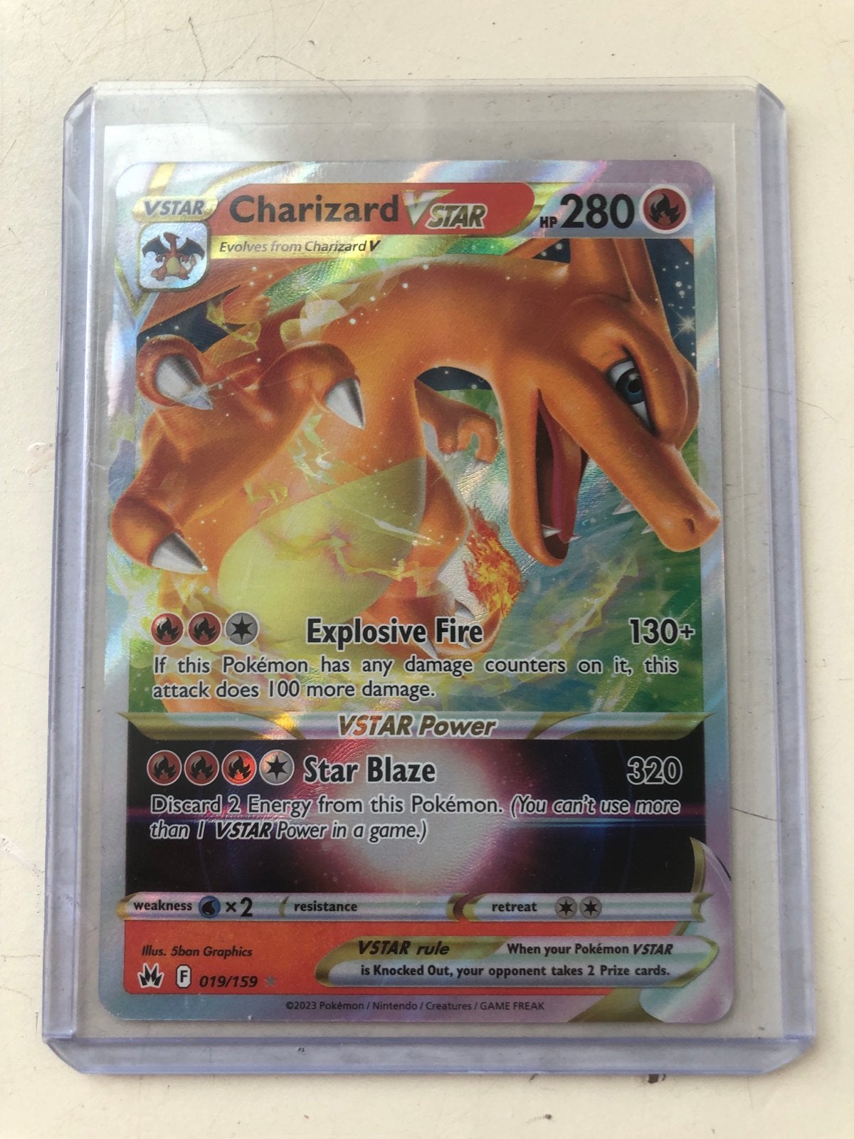 Charizard VSTAR Pokémon kaart (019/159), Ophalen of Verzenden, Zo goed als nieuw, Losse kaart