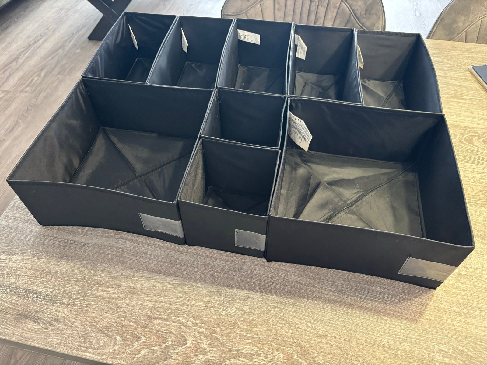 IKEA komplement Opbergdozen Set van 9 - Zwart, Overige materialen, Gebruikt, Mand, Ophalen of Verzenden