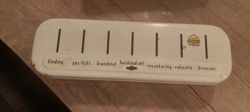EMAILLE BRABANTIA SPAARPOT -geld-kist - GAS/LICHT/ VAKANTIE, Ophalen of Verzenden